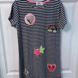 Lola + The Boys girls size 10 Striped Dress with Fun Colorful Patches
